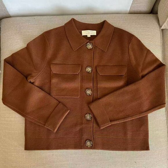 Sezane Betty Cardigan XSmall Noisette Hazelnut Tan Knit Wool French Causal - Picture 6 of 11